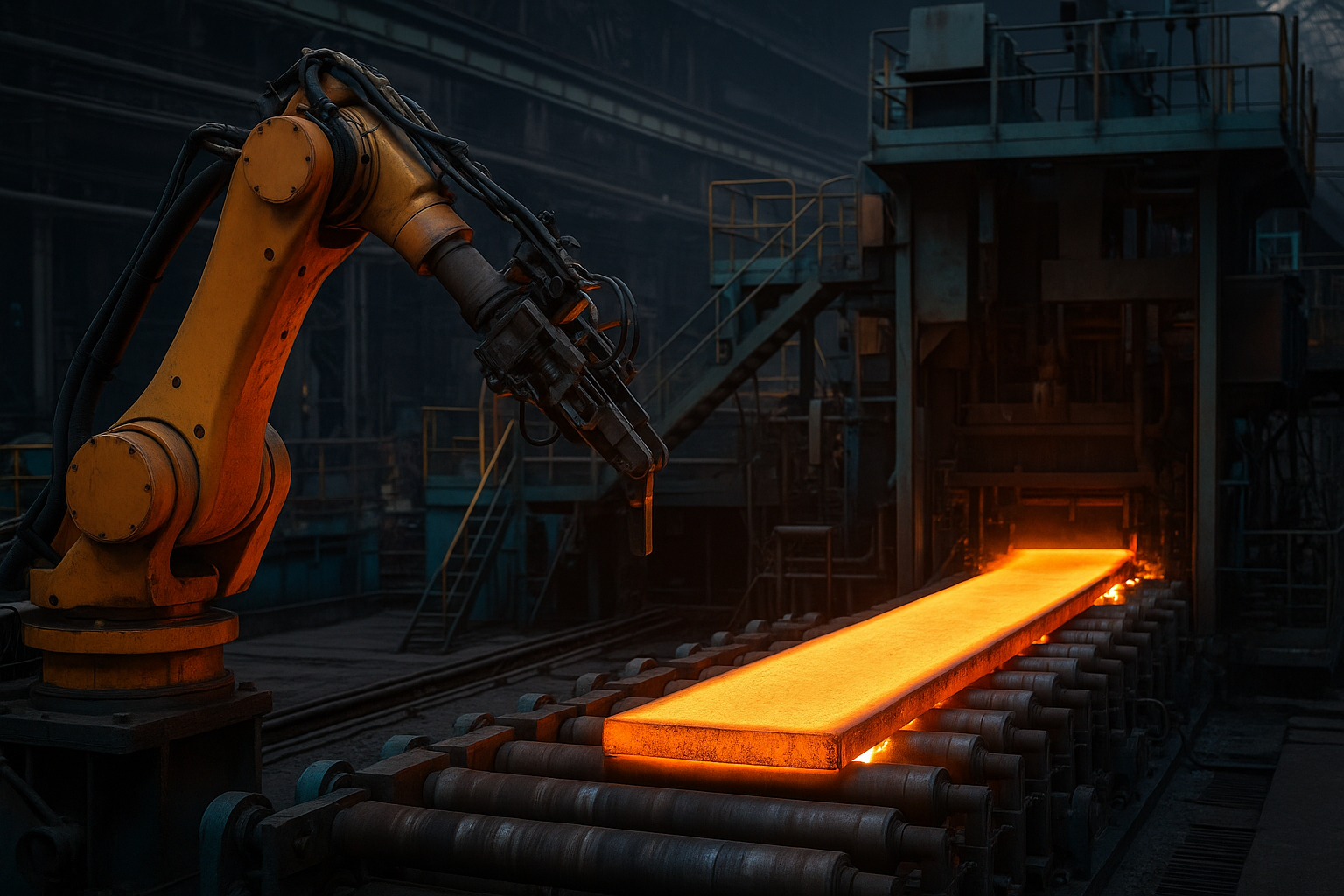 Steel plant automation integrating sensors PLC SCADA MES and industrial process control