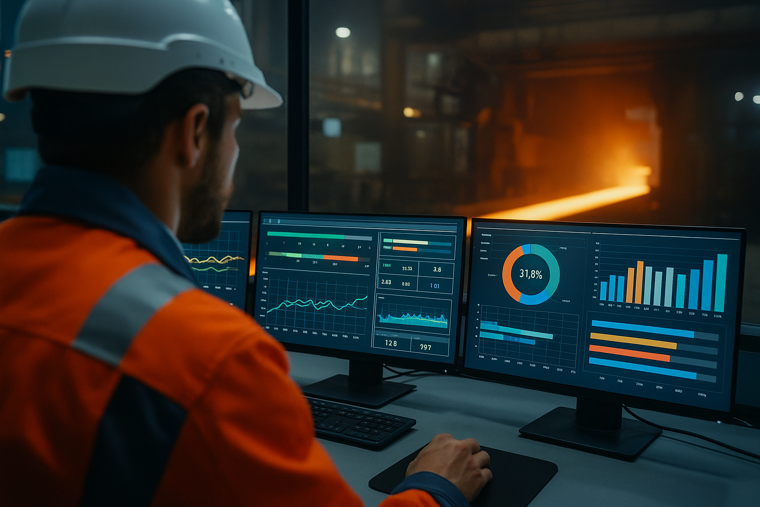 Digital dashboard monitoring real-time steel plant operations and performance