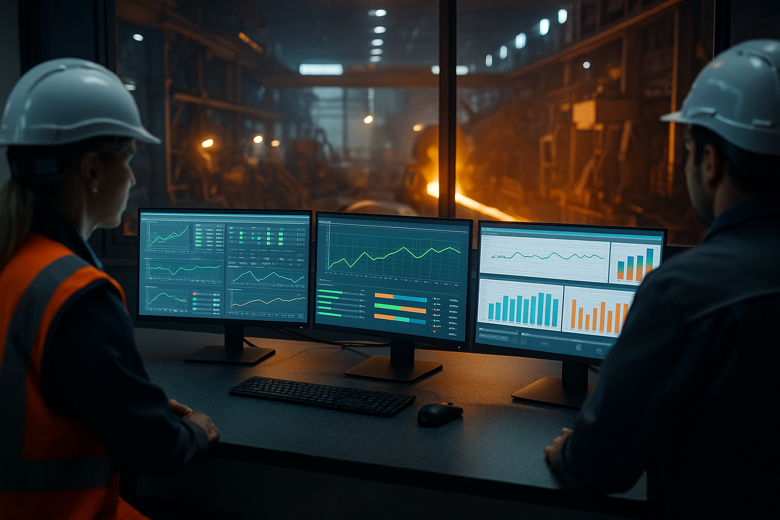 Real-time data monitoring and operational control systems in a steel manufacturing plant